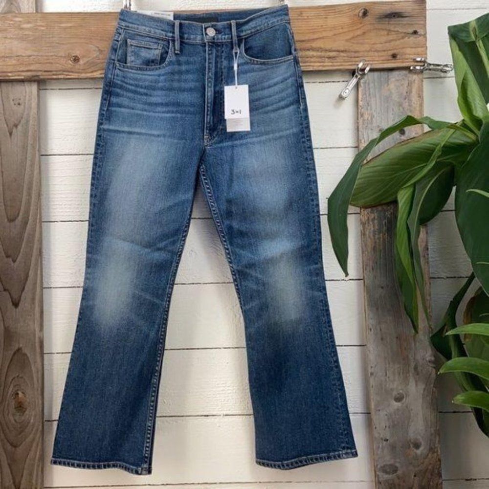 $245 3X1 High Waist Flare Leg Cropped